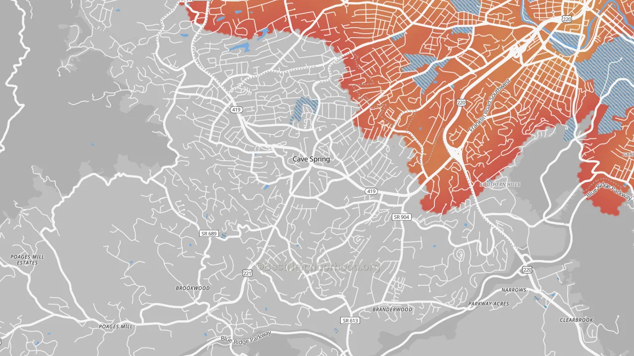 Transit Grade map of Cave Spring, VA