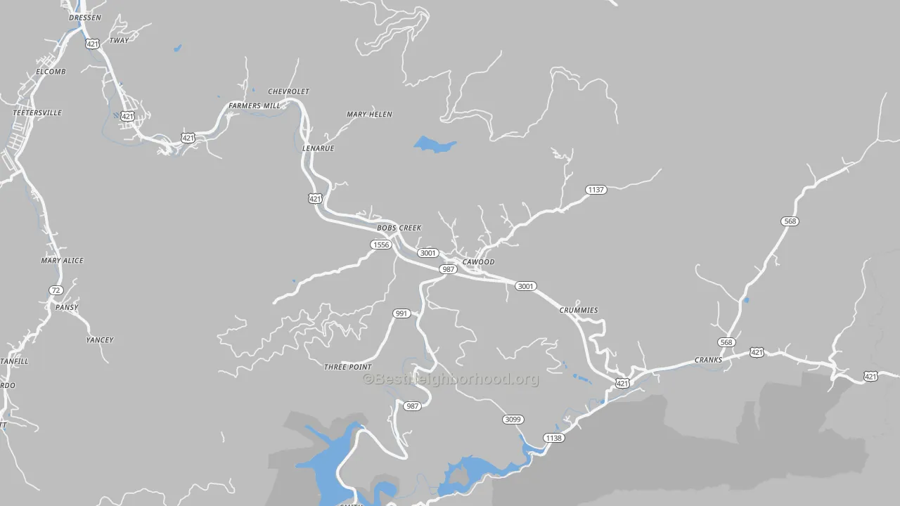 Transit Grade map of Cawood, KY