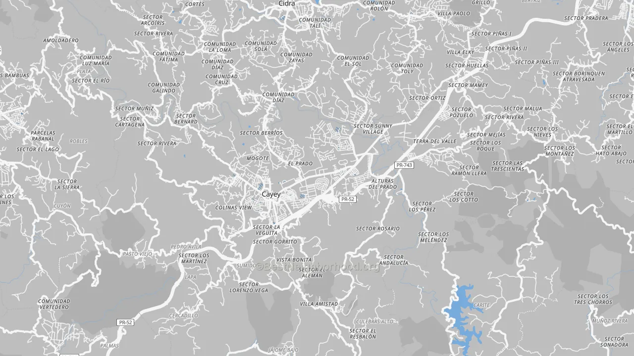 Transit Grade map of Cayey Municipio, PR