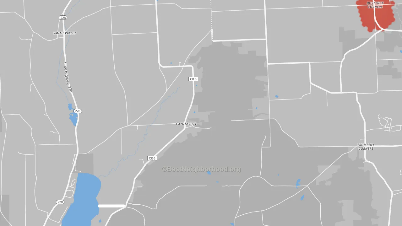 Transit Grade map of Cayutaville, NY