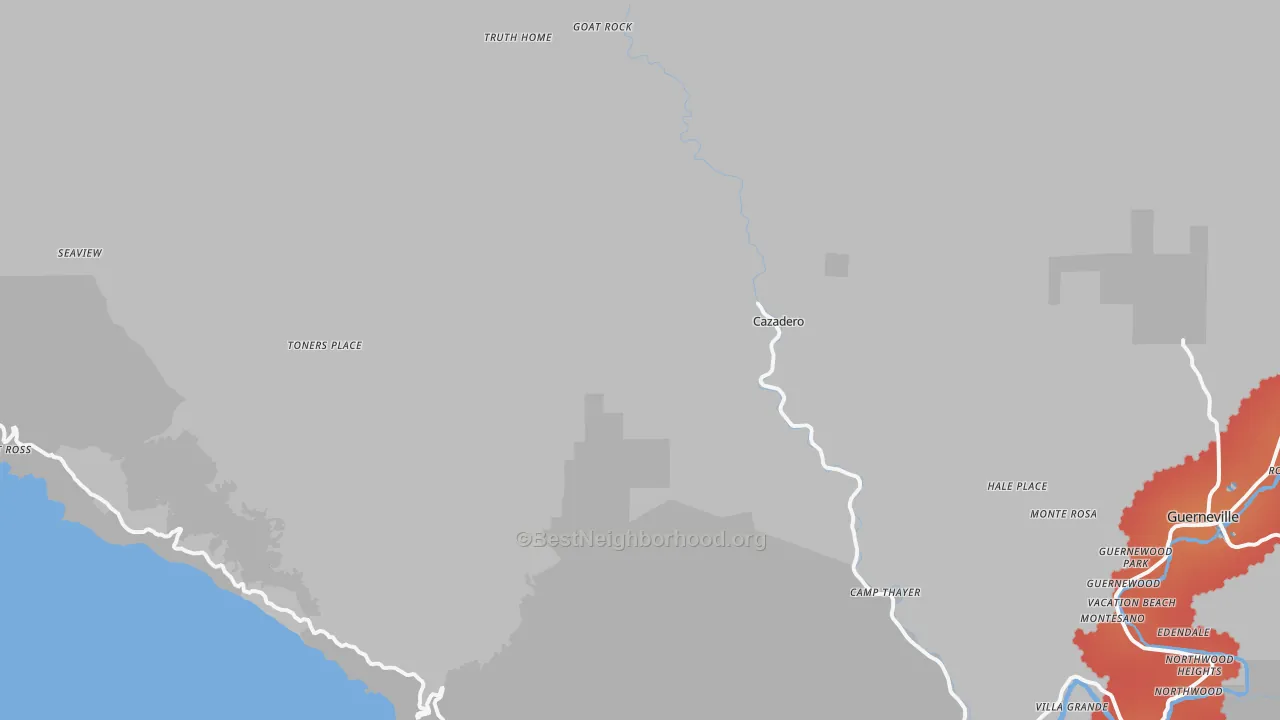 Transit Grade map of Cazadero, CA