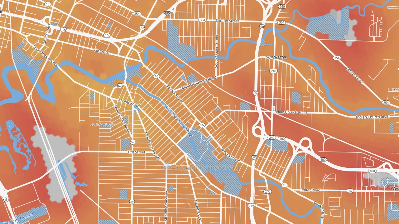 Transit Grade map of Cazenovia Park, Buffalo, NY