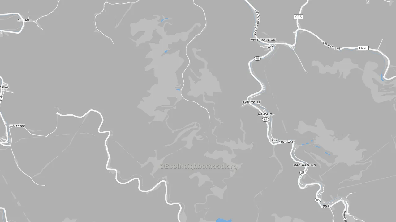 Transit Grade map of Cazy, WV