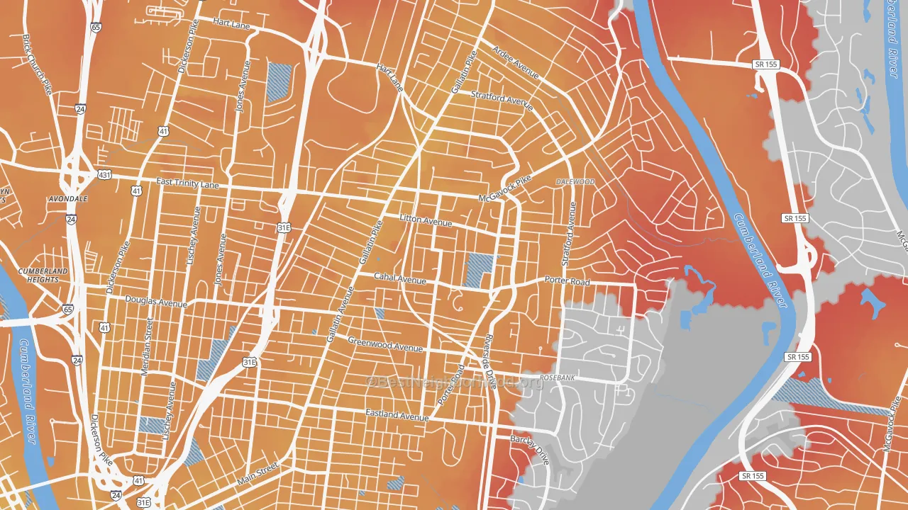 Transit Grade map of CCSI-South Inglewood, Nashville, TN
