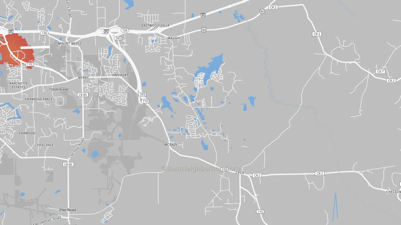 Transit Grade map of Cecil, AL