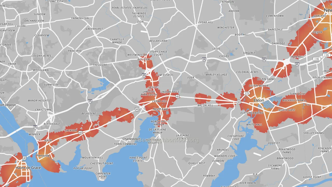 Transit Grade map of Cecil County, MD