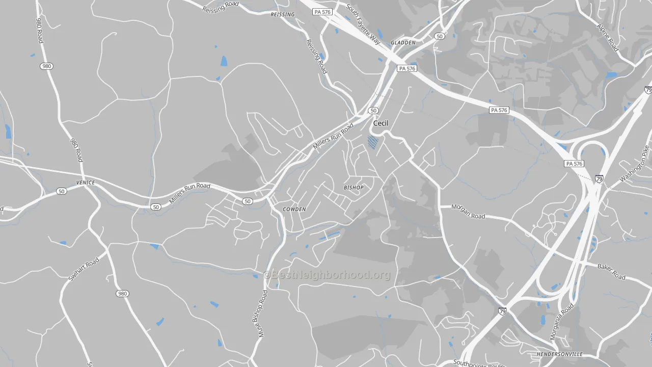 Transit Grade map of Cecil, PA