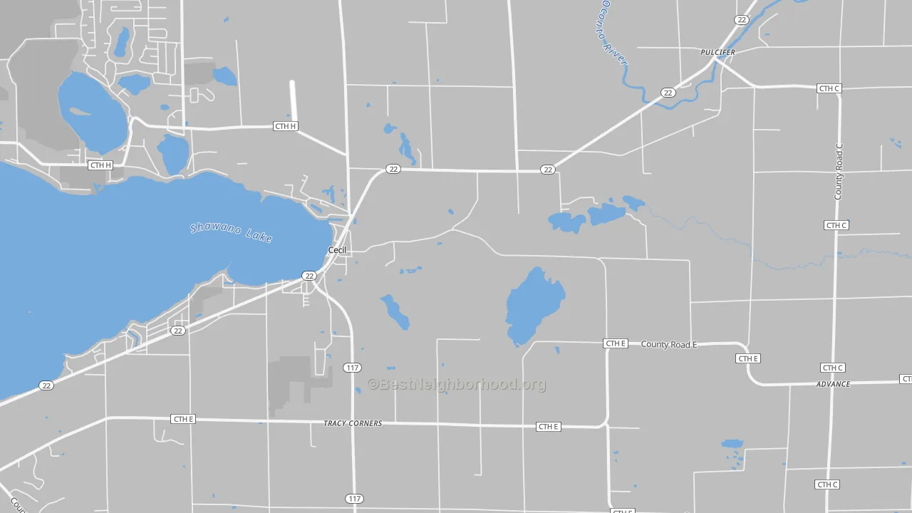 Transit Grade map of Cecil, WI