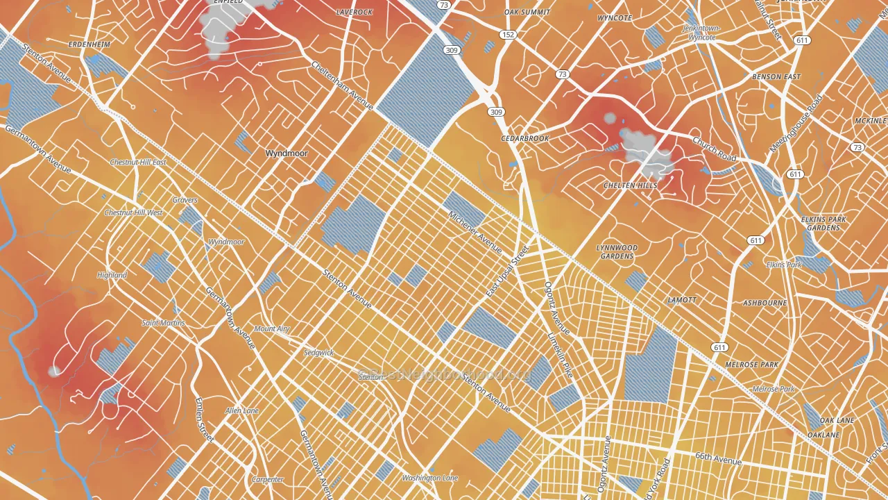 Transit Grade map of Cedar Brook, Philadelphia, PA