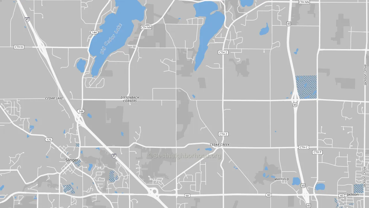 Transit Grade map of Cedar Creek, WI