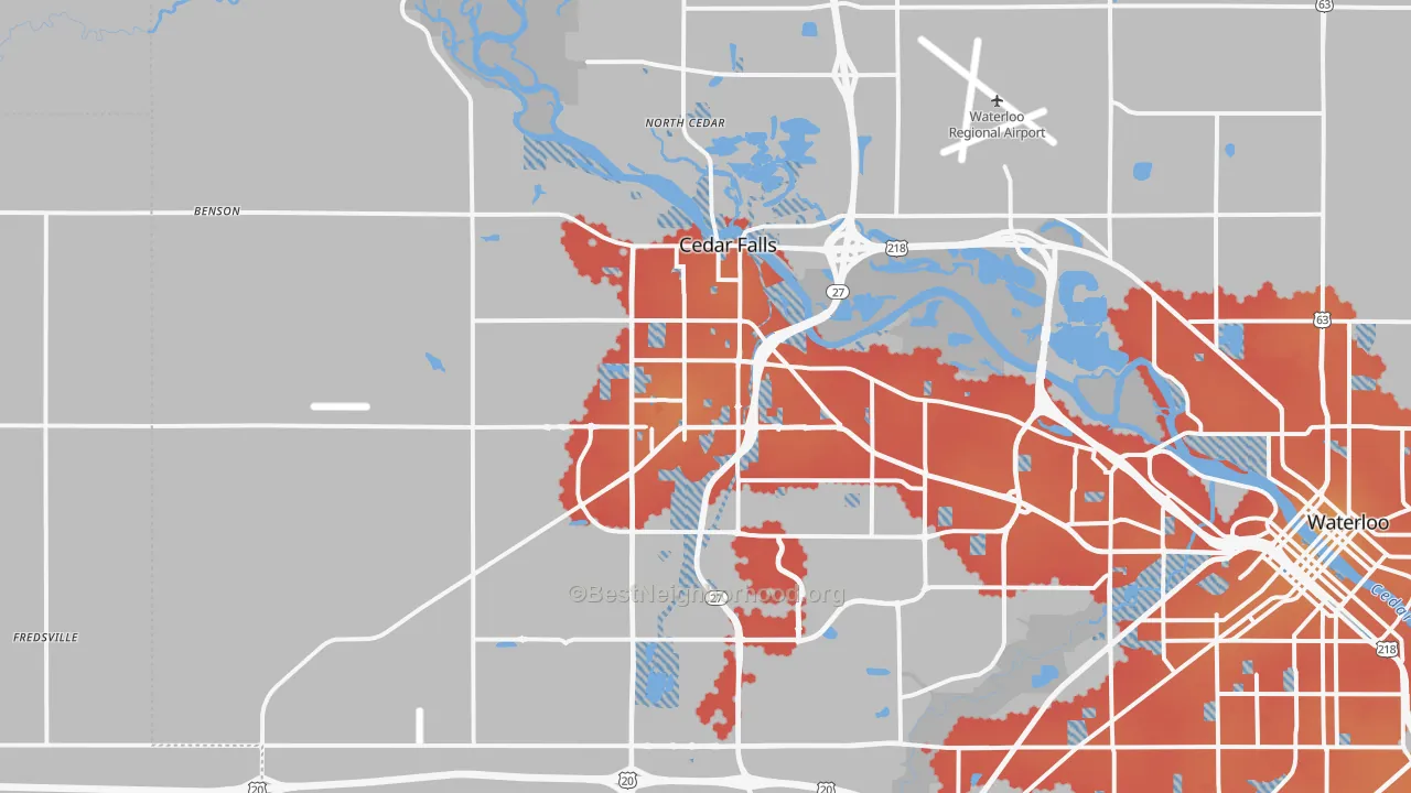 Transit Grade map of Cedar Falls, IA