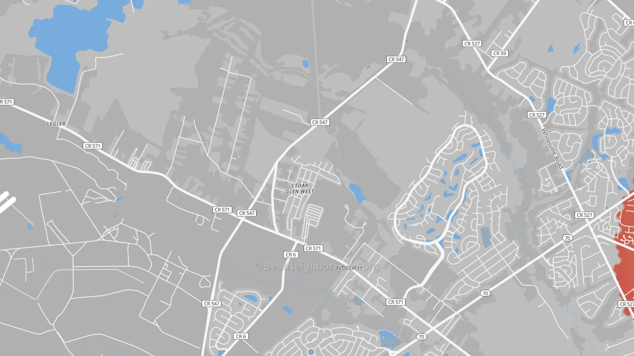 Transit Grade map of Cedar Glen West, NJ