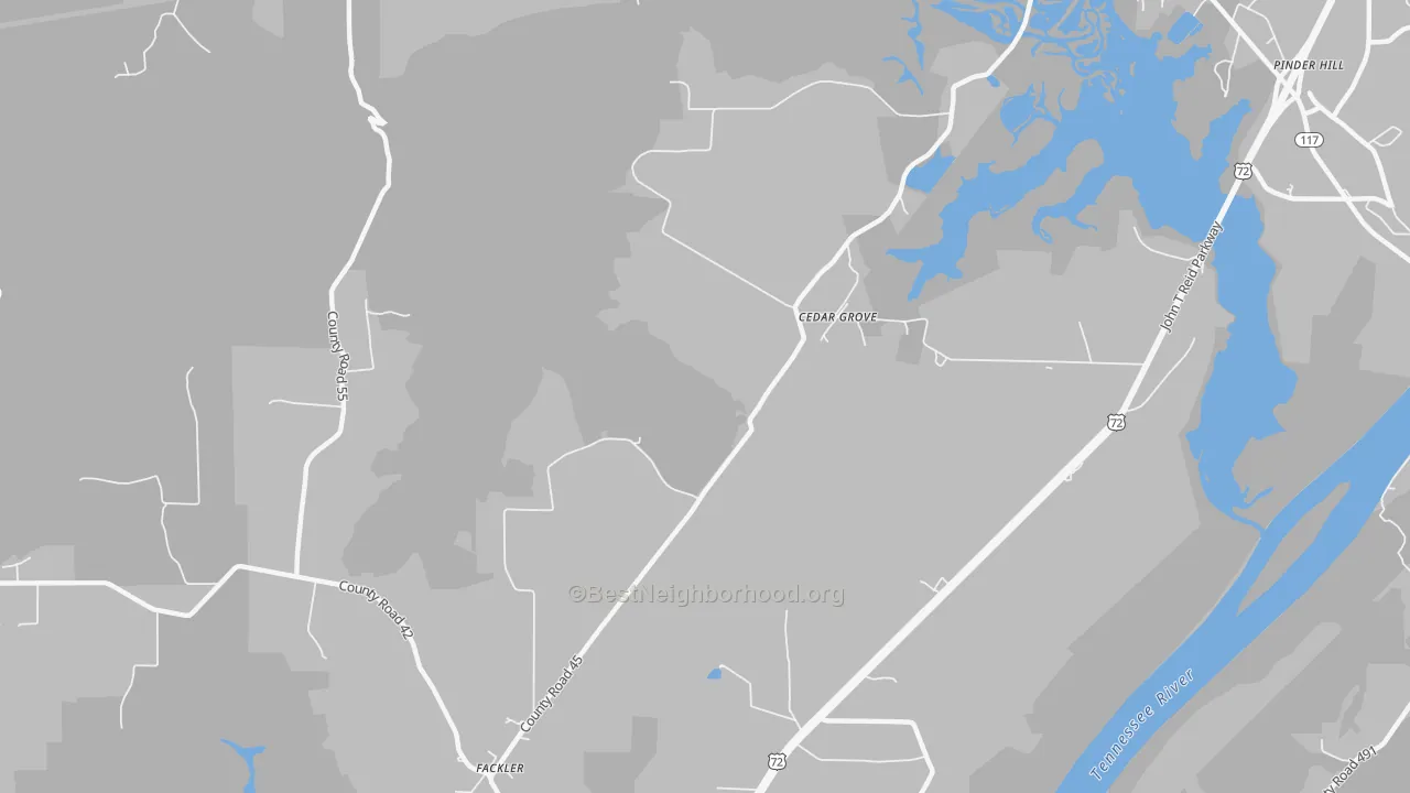 Transit Grade map of Cedar Grove, AL