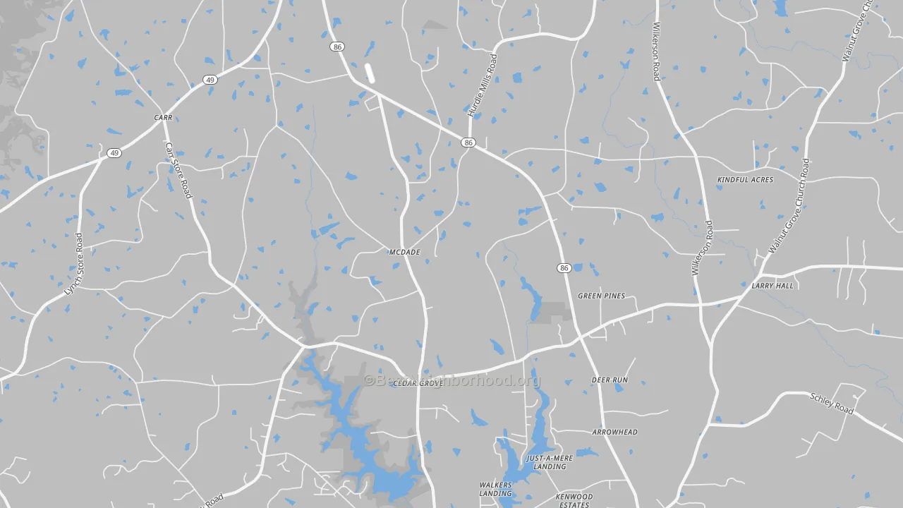 Transit Grade map of Cedar Grove, NC