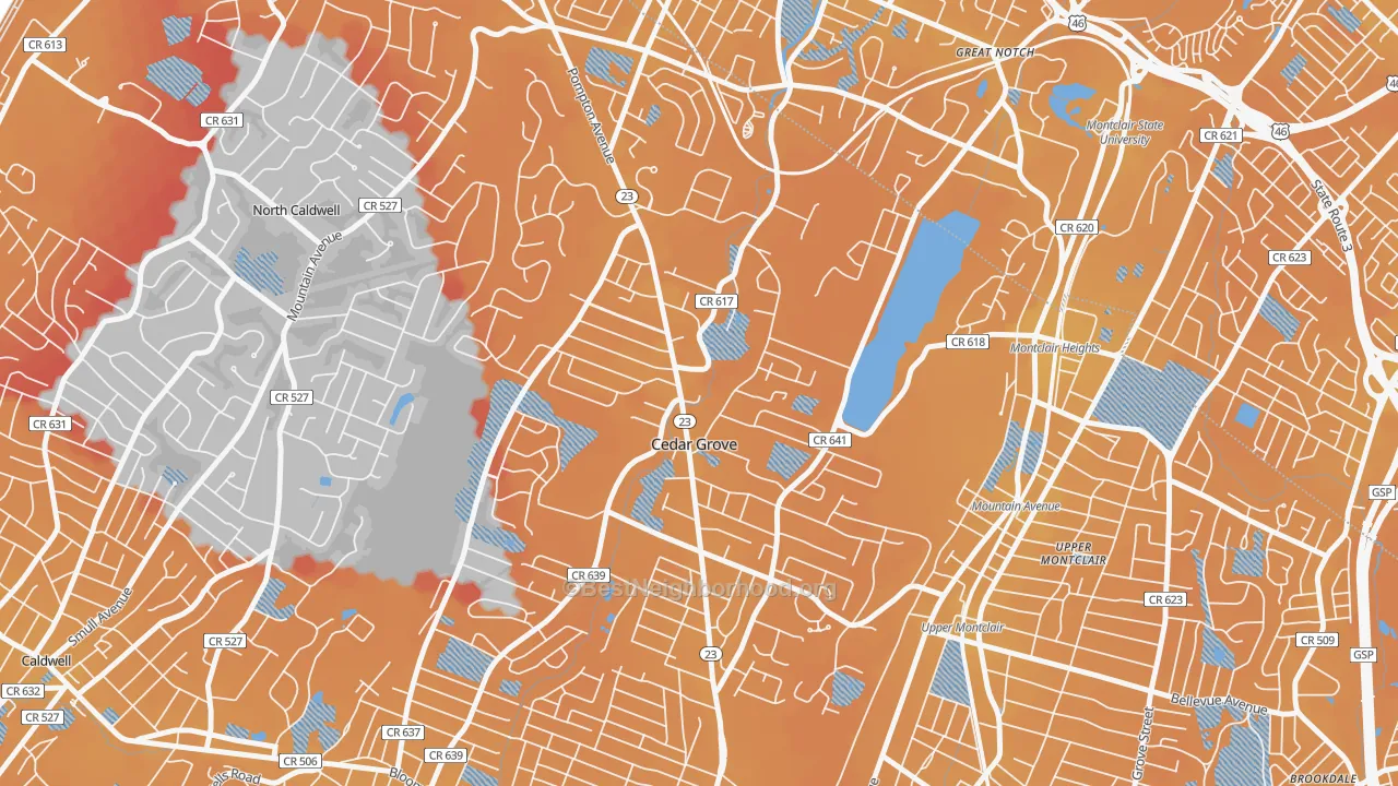Transit Grade map of Cedar Grove, NJ
