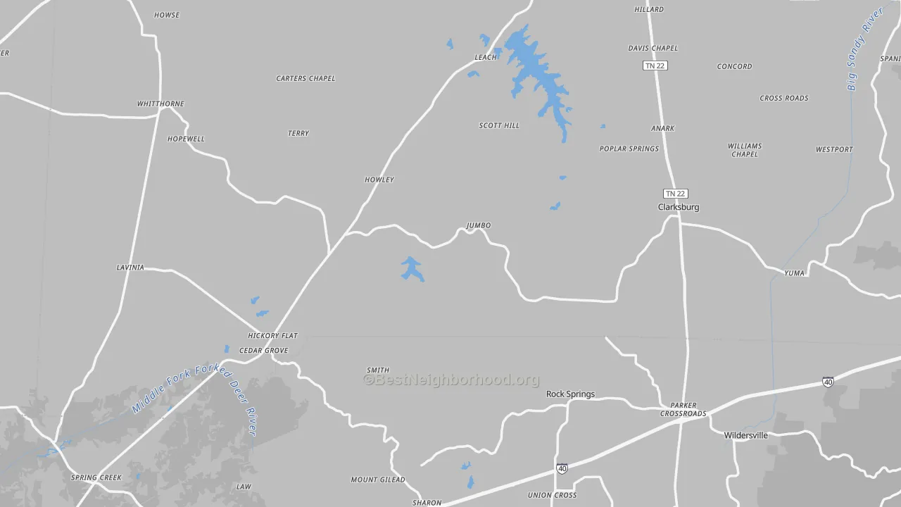 Transit Grade map of Cedar Grove, TN