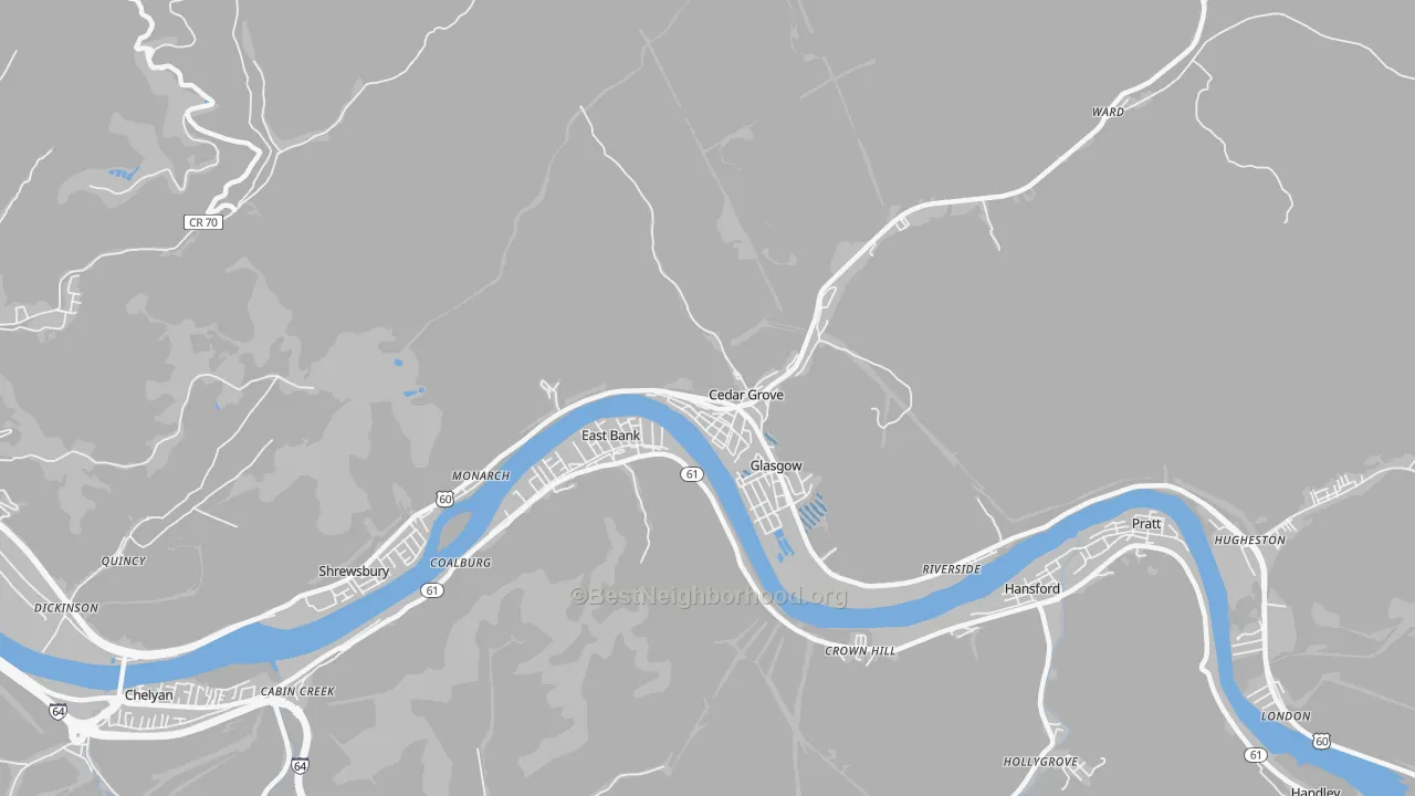 Transit Grade map of Cedar Grove, WV