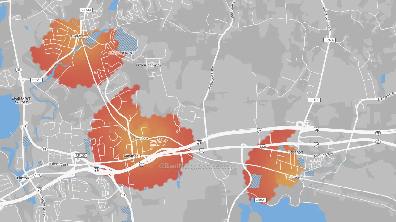 Transit Grade map of Cedar Heights, NJ