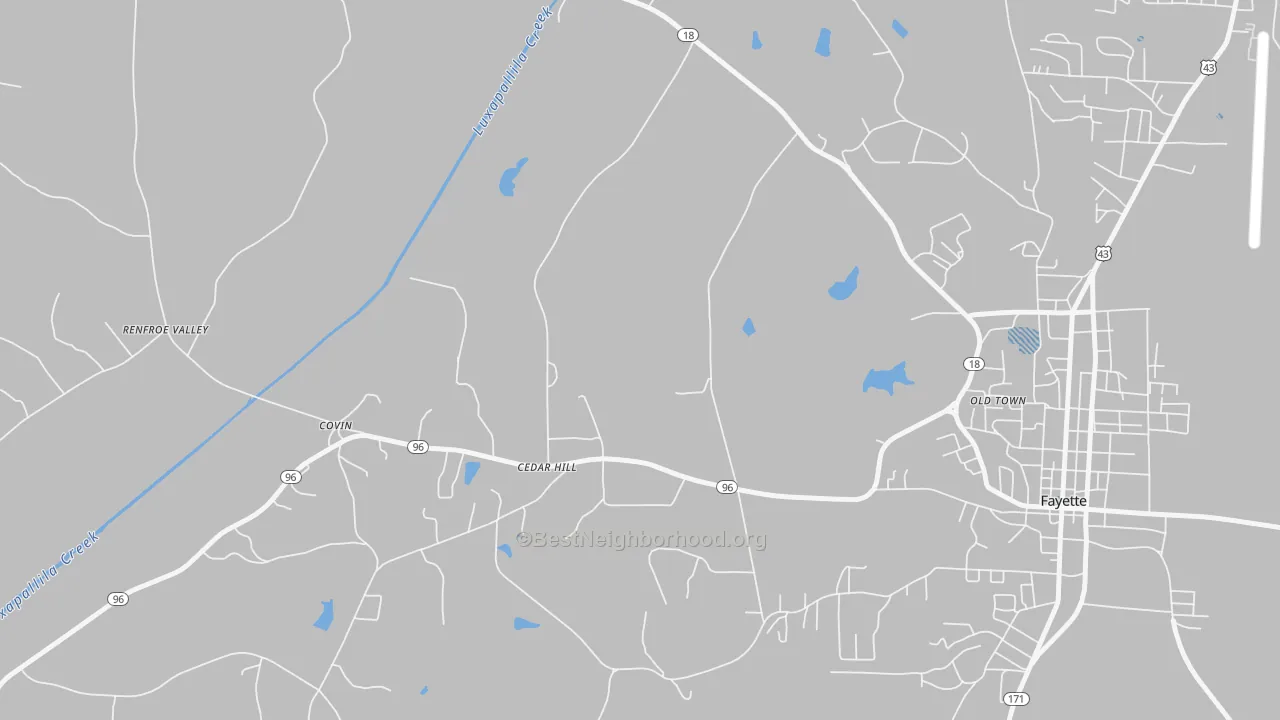 Transit Grade map of Cedar Hill, AL