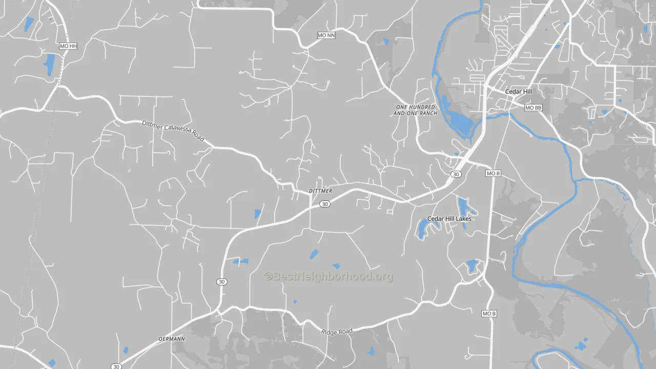 Transit Grade map of Cedar Hill Lakes, MO