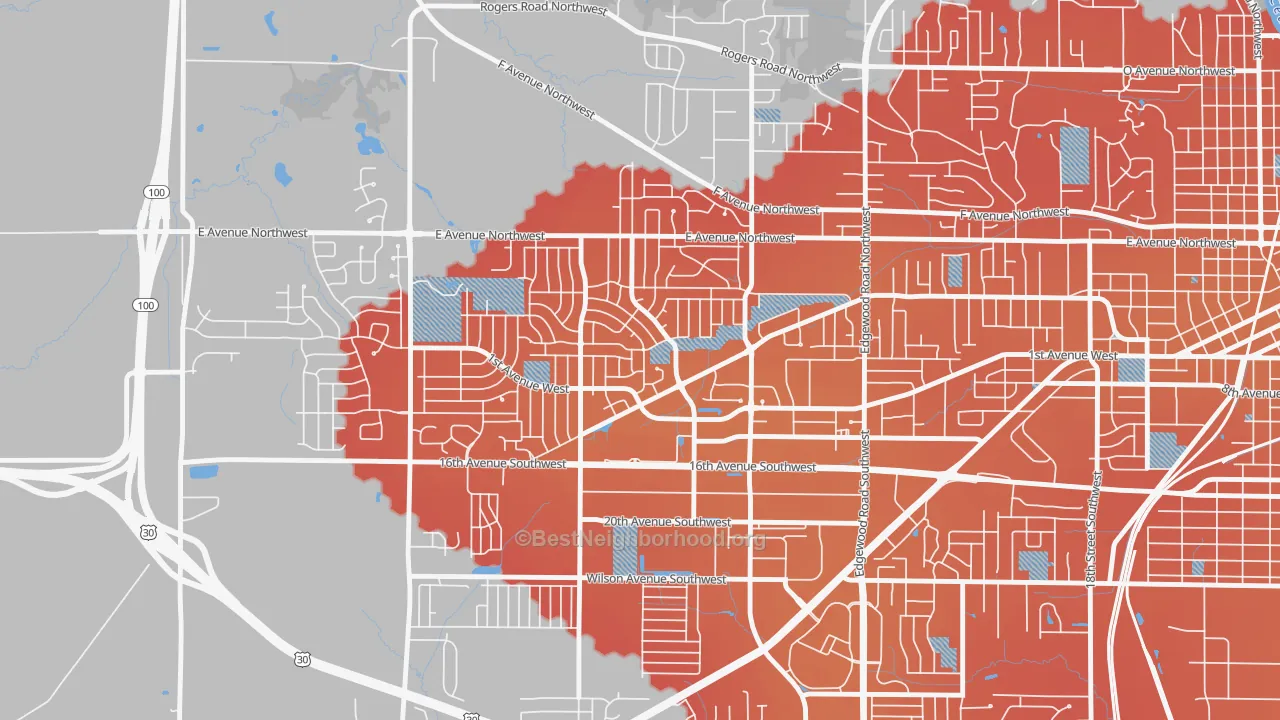 Transit Grade map of Cedar Hills, Cedar Rapids, IA