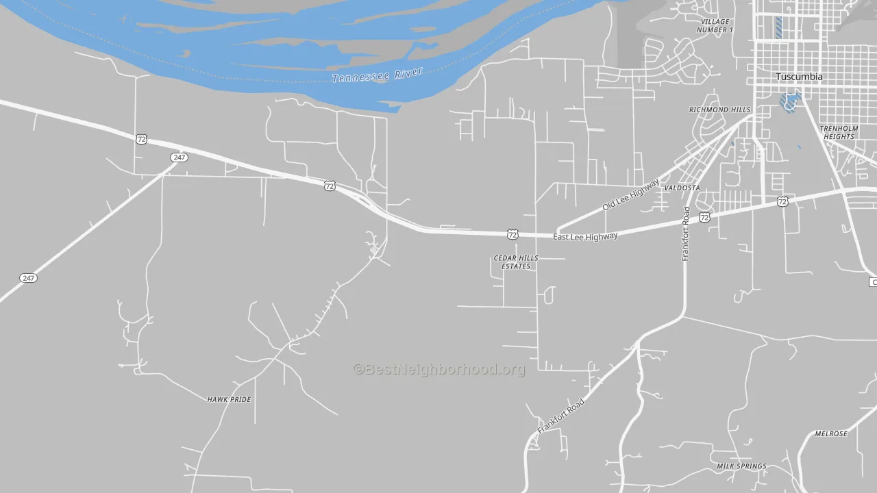 Transit Grade map of Cedar Hills Estates, AL