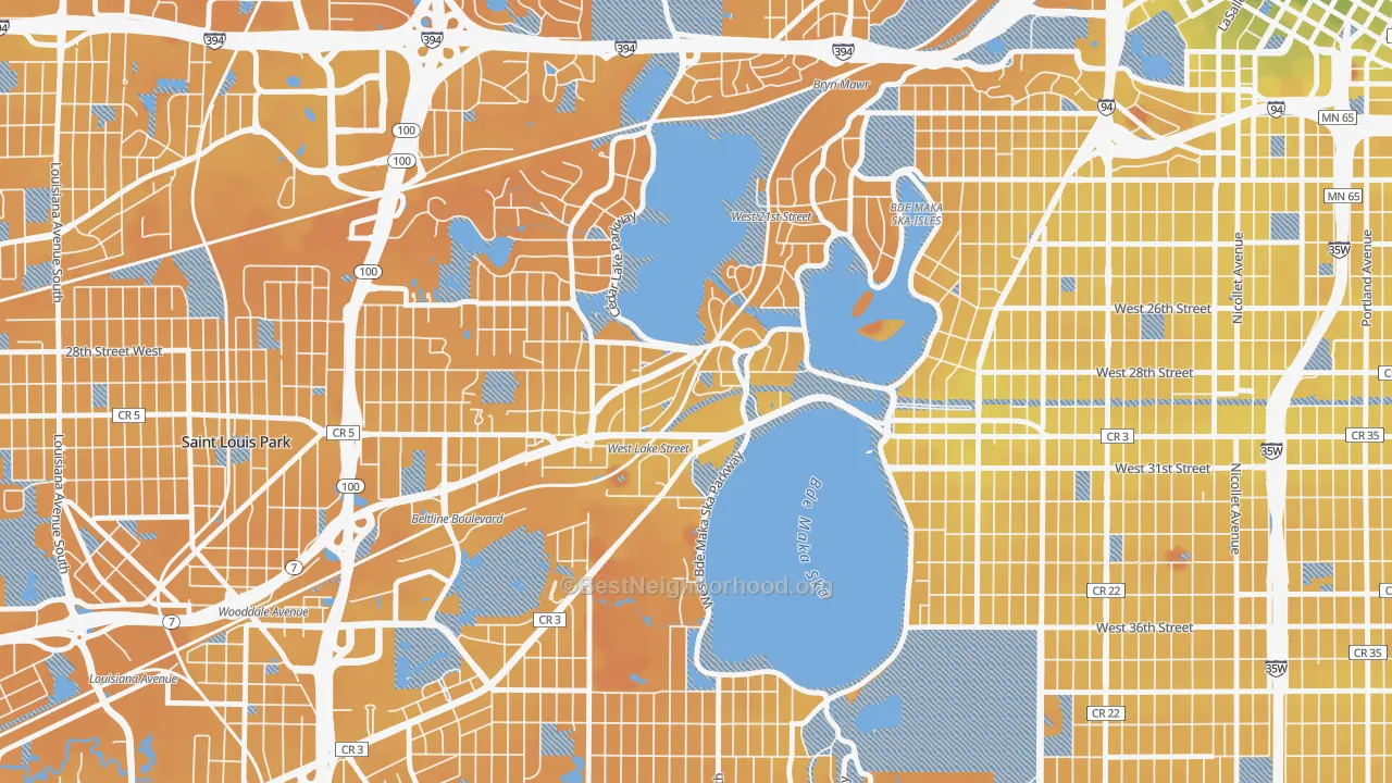 Transit Grade map of Cedar-Isles-Dean, Minneapolis, MN