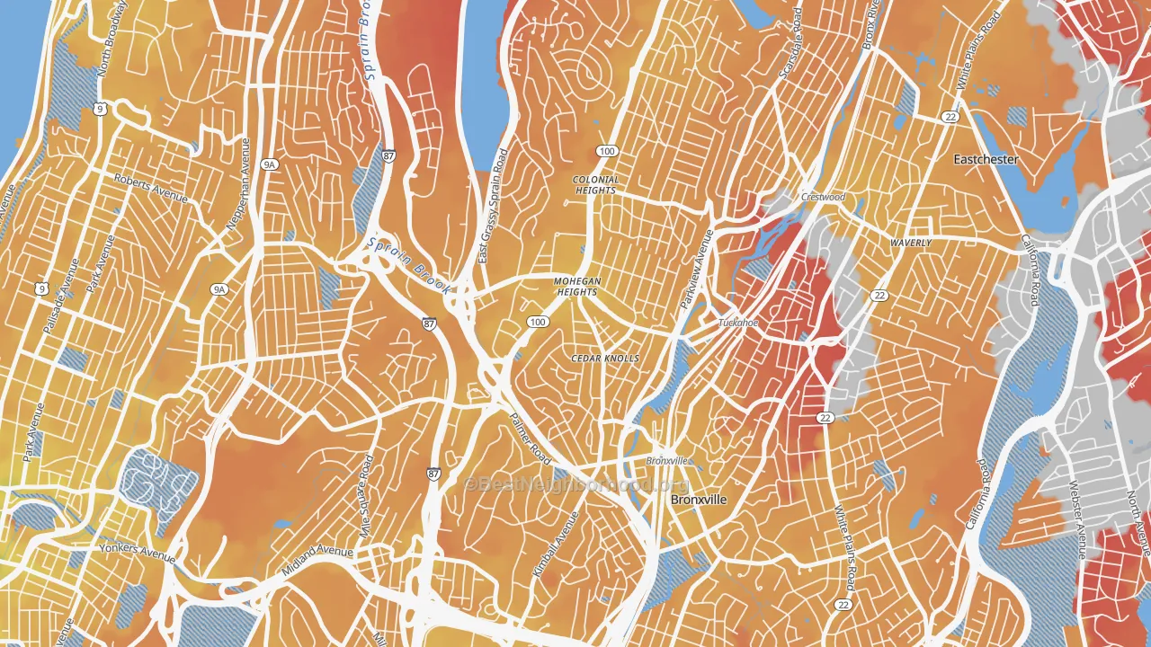 Transit Grade map of Cedar Knolls, Bronxville, NY
