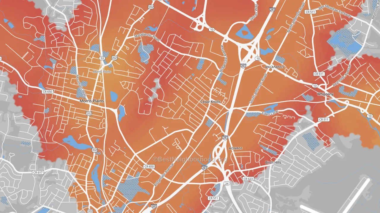 Transit Grade map of Cedar Knolls, NJ