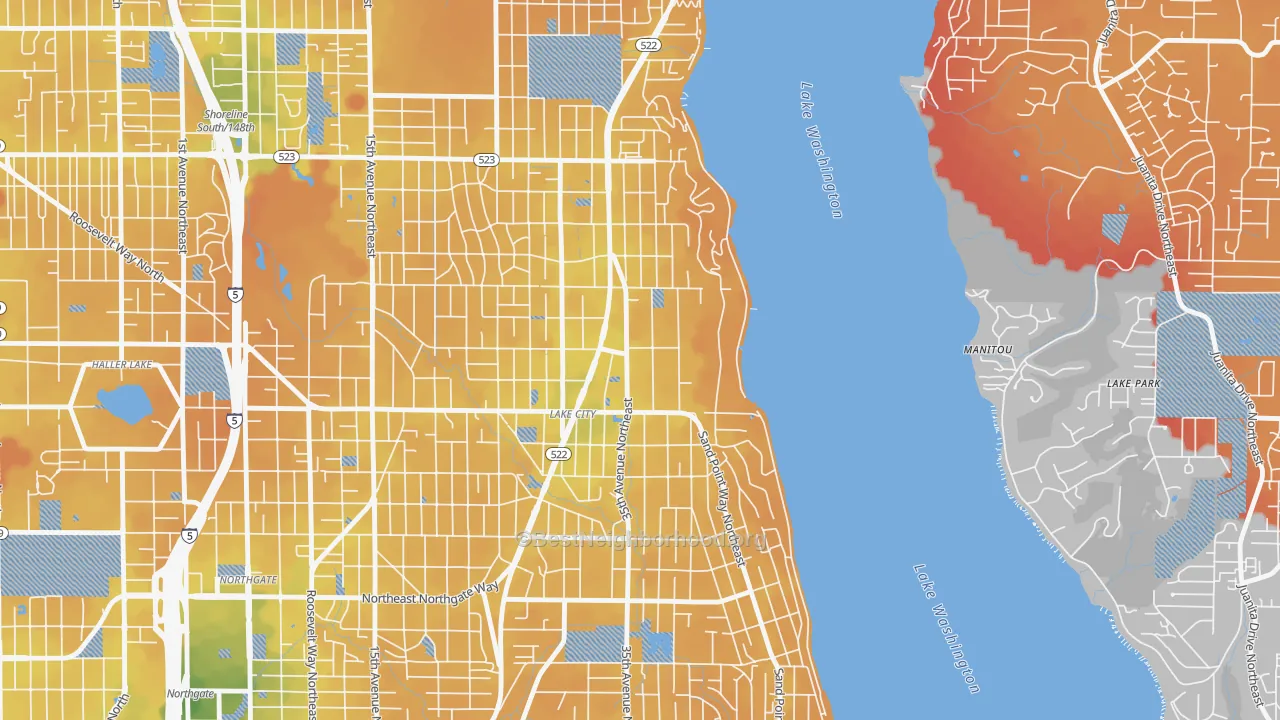 Transit Grade map of Cedar Park, Seattle, WA