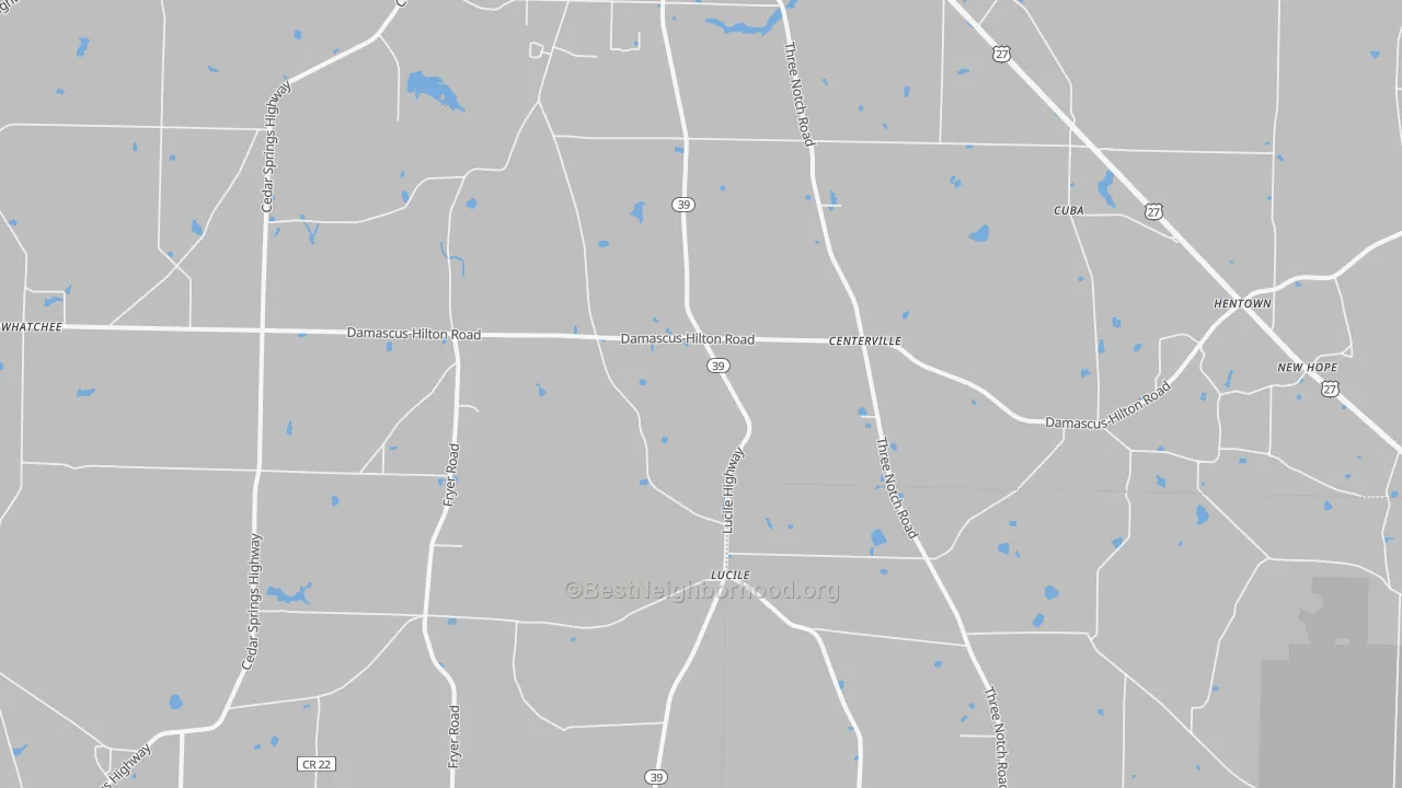 Transit Grade map of Cedar Springs, GA