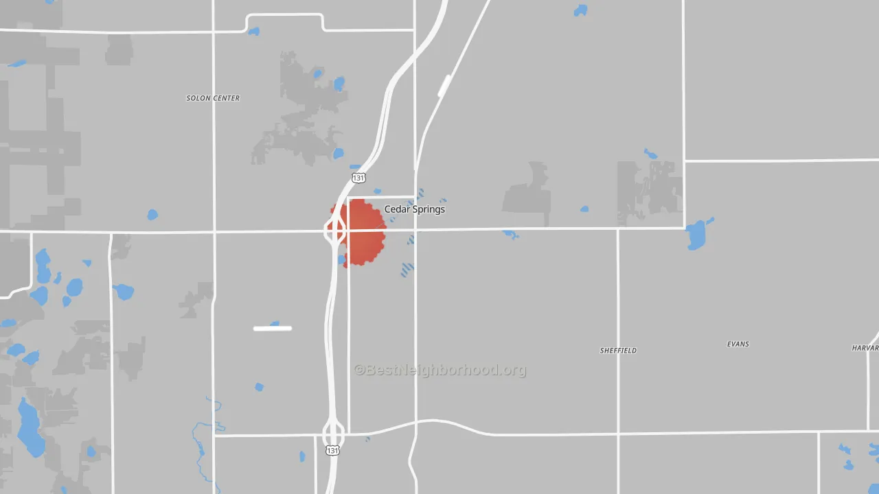 Transit Grade map of Cedar Springs, MI