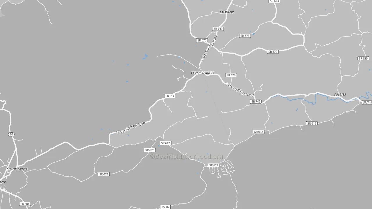 Transit Grade map of Cedar Springs, VA