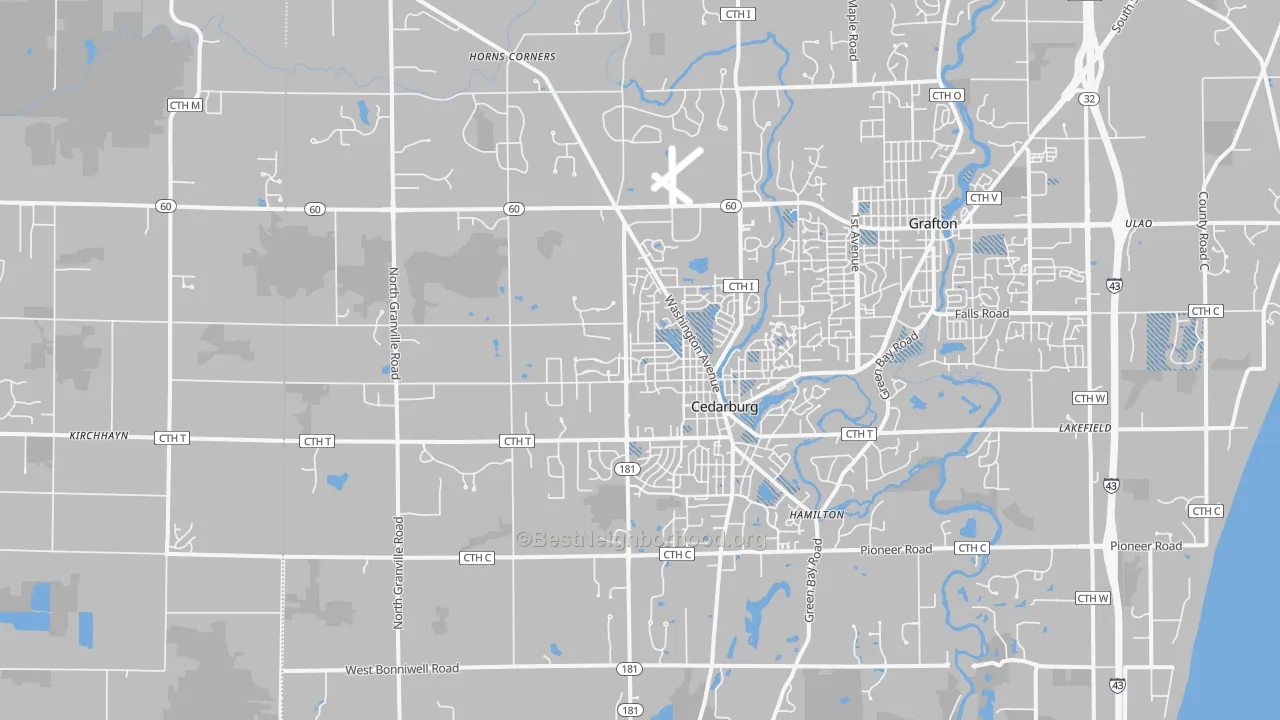 Transit Grade map of Cedarburg, WI