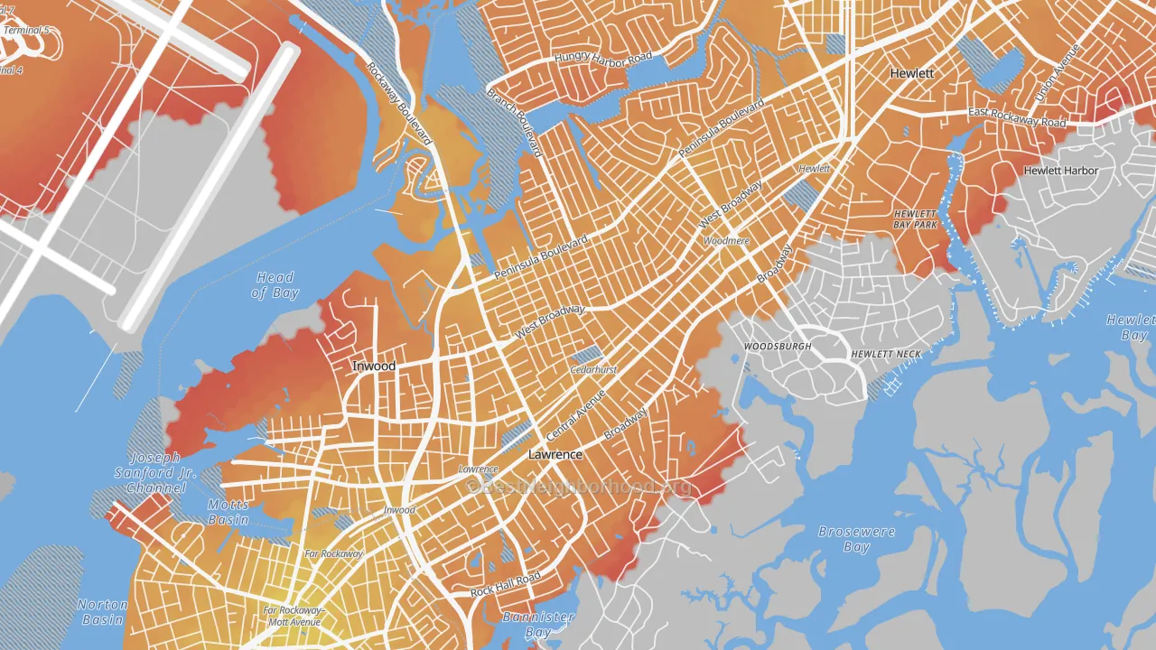 Transit Grade map of Cedarhurst, NY