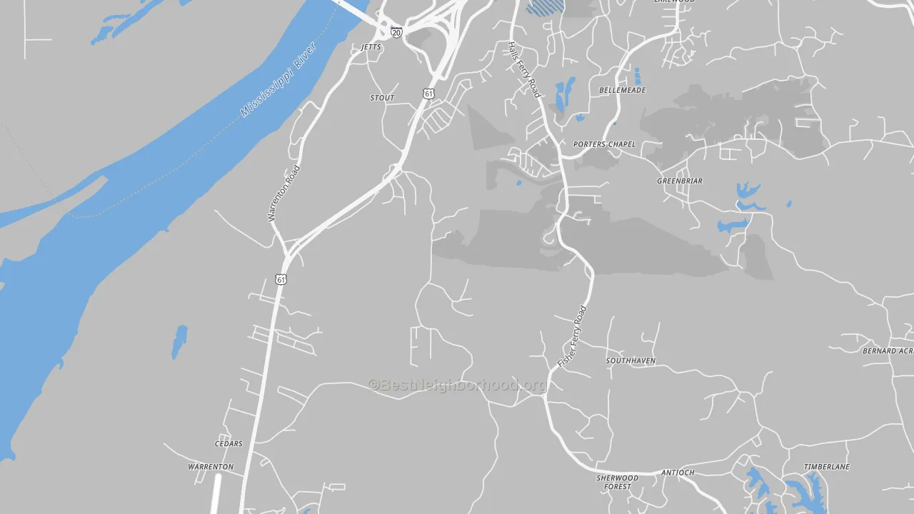 Transit Grade map of Cedars, MS