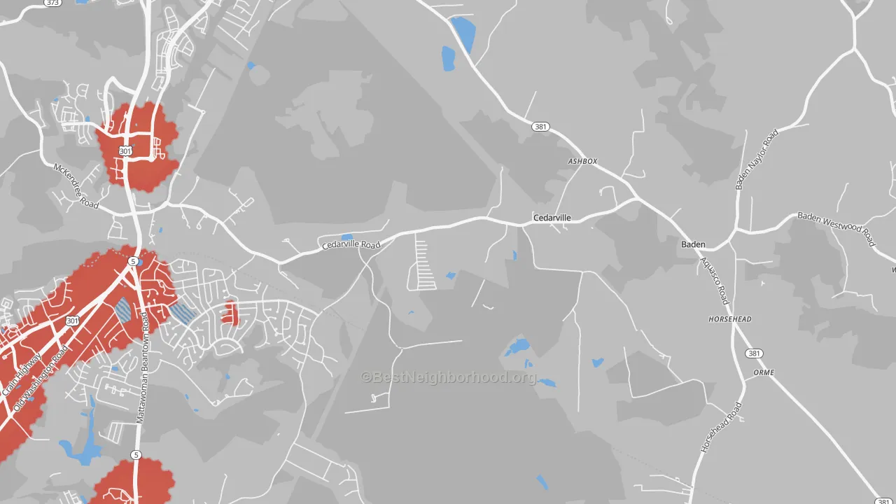 Transit Grade map of Cedarville, MD