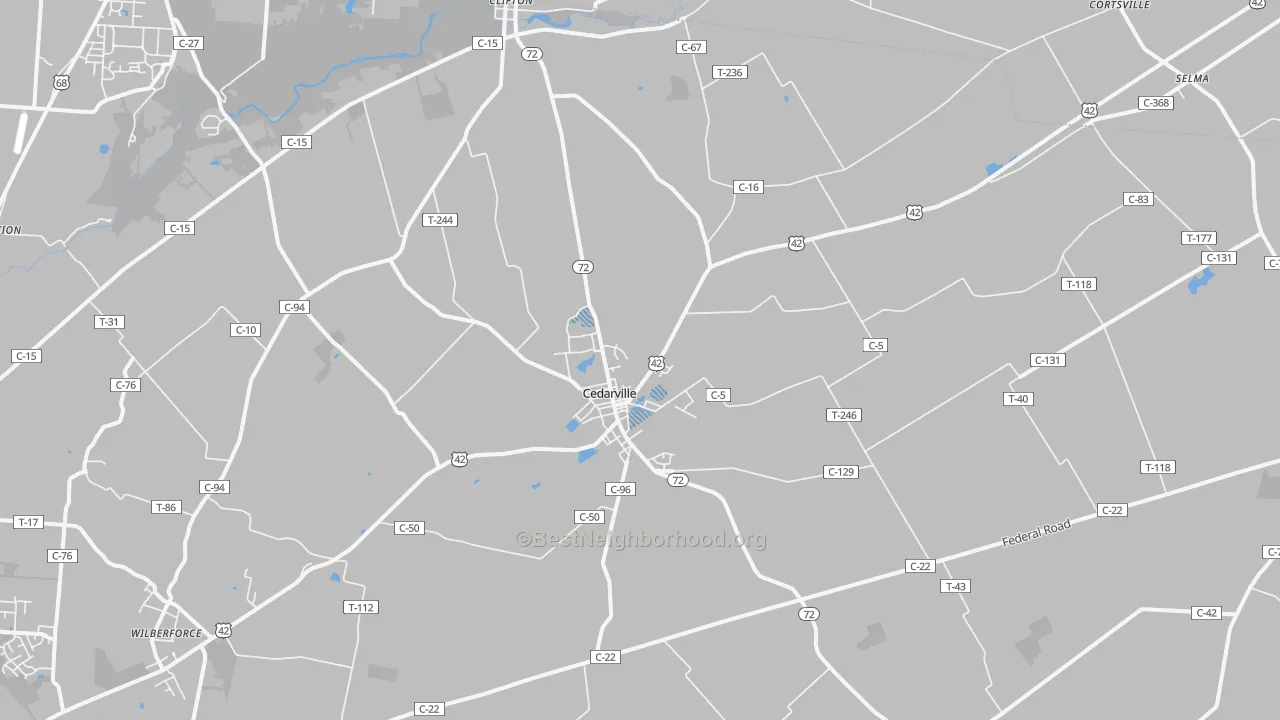 Transit Grade map of Cedarville, OH