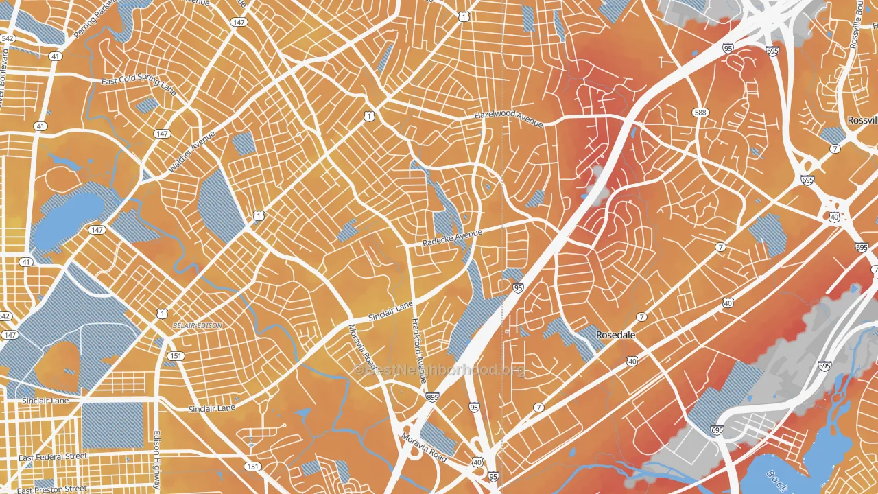 Transit Grade map of Cedonia, Baltimore, MD