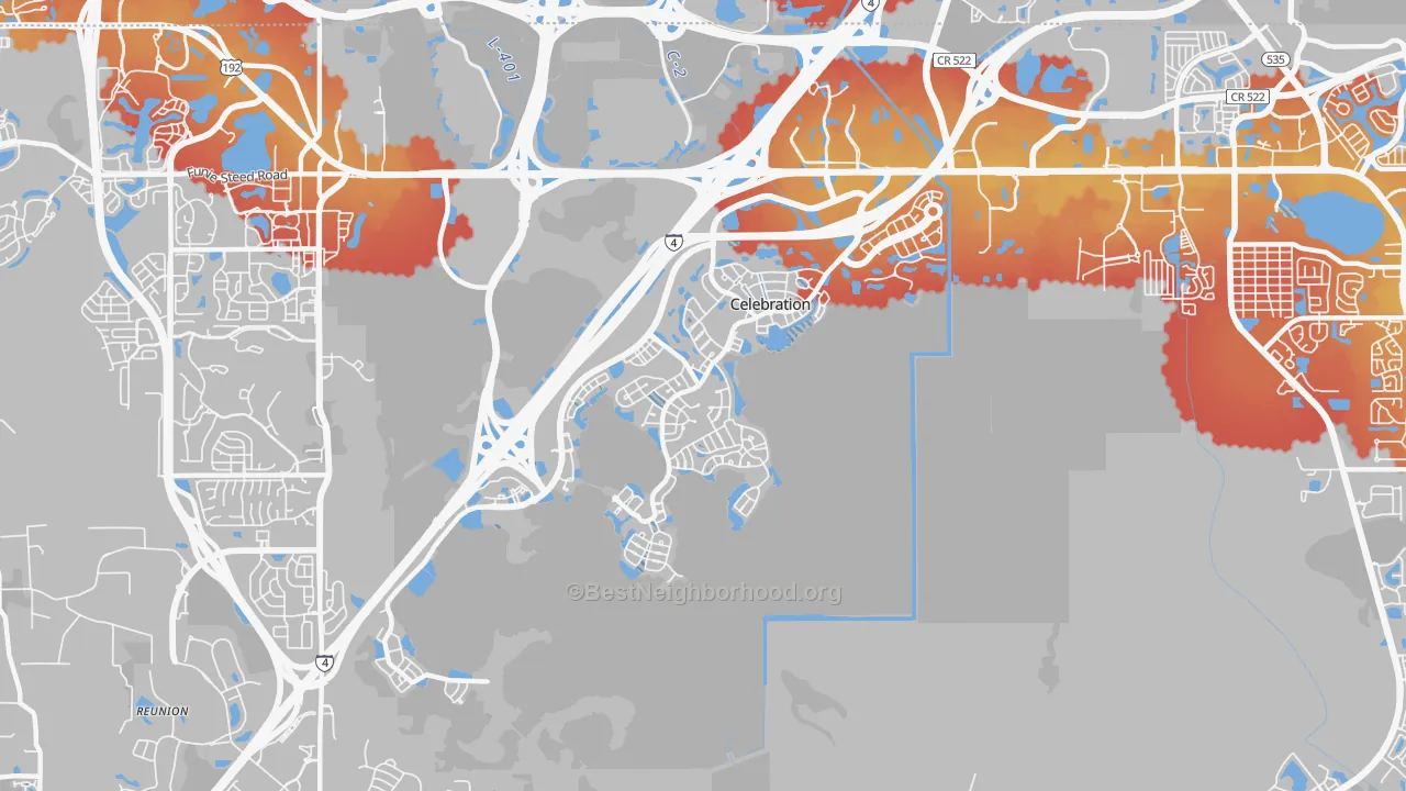 Transit Grade map of Celebration, FL