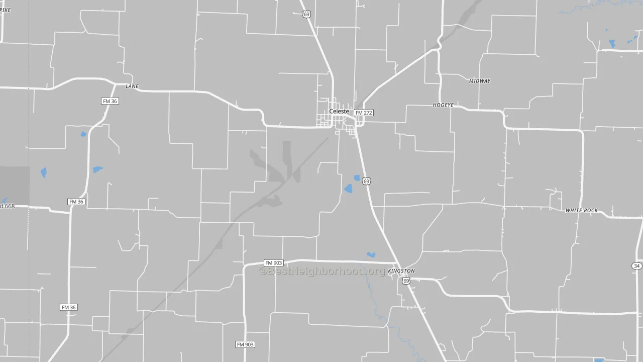 Transit Grade map of Celeste, TX