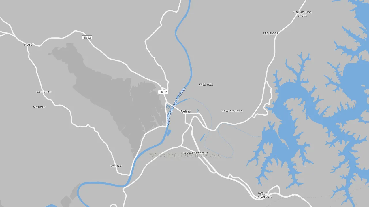 Transit Grade map of Celina, TN