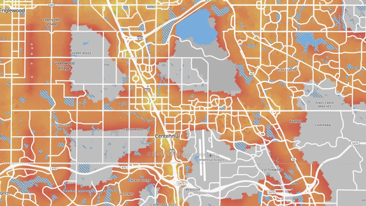 Transit Grade map of Centennial, CO
