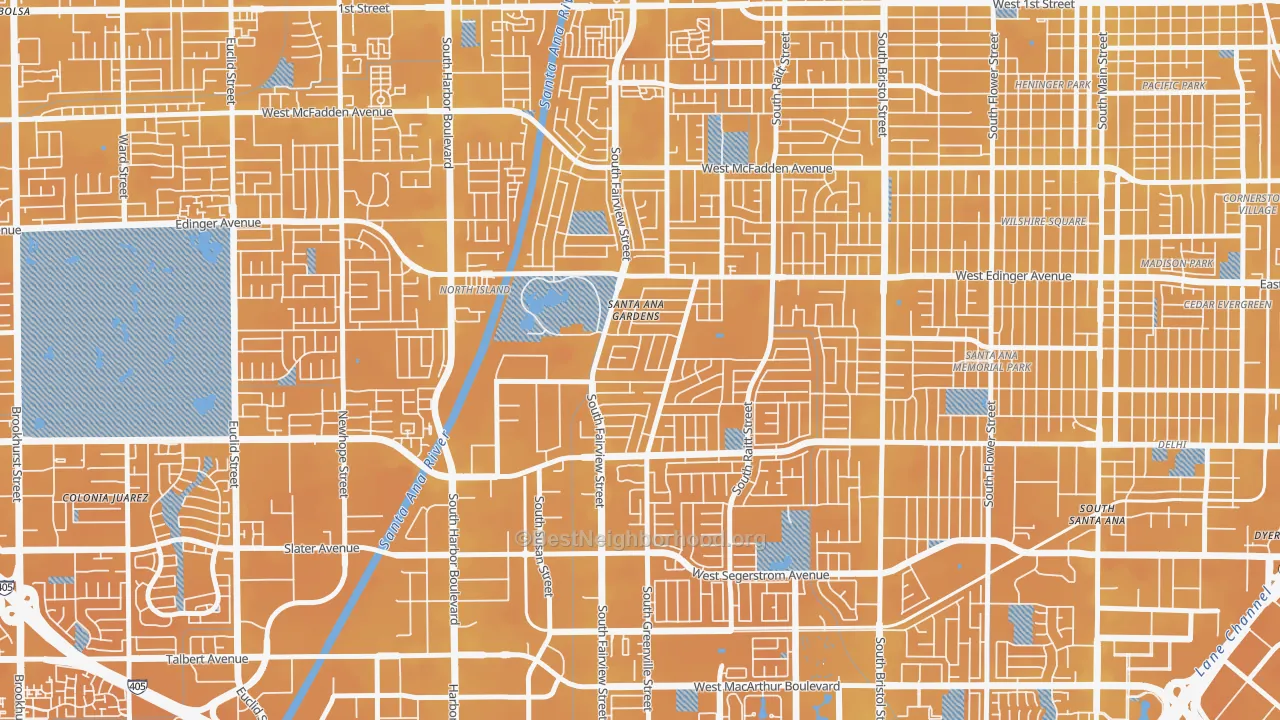 Transit Grade map of Centennial Park, Santa Ana, CA