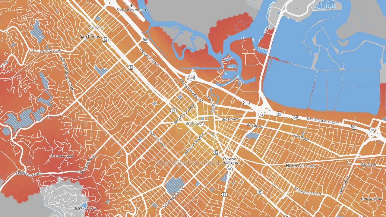 Transit Grade map of Centennial, Redwood City, CA