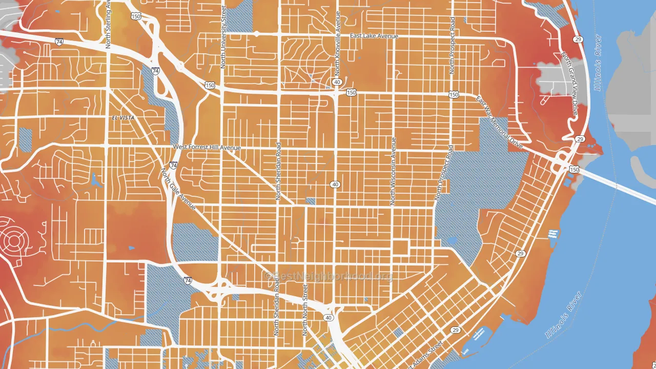 Transit Grade map of Center Bluff, Peoria, IL