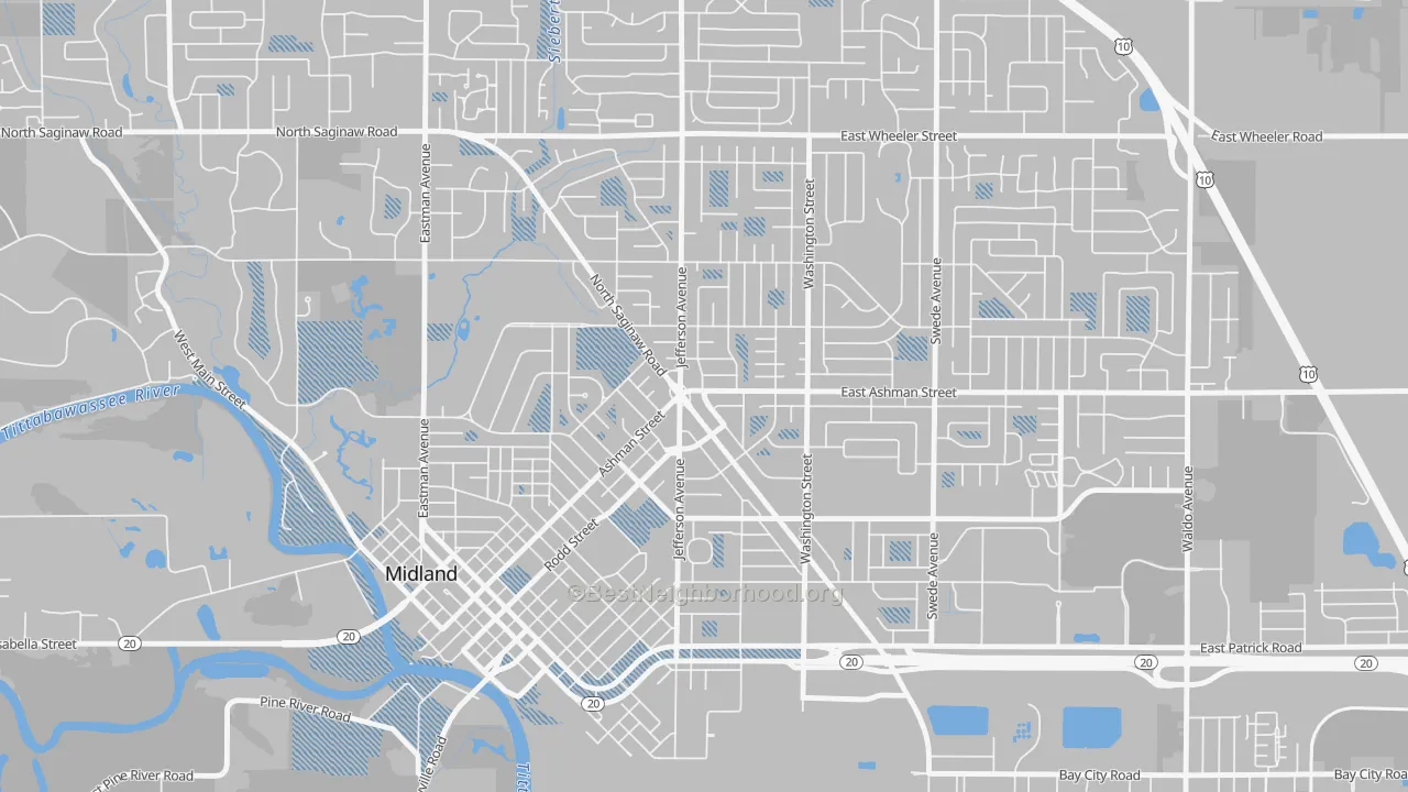 Transit Grade map of Center City, Midland, MI