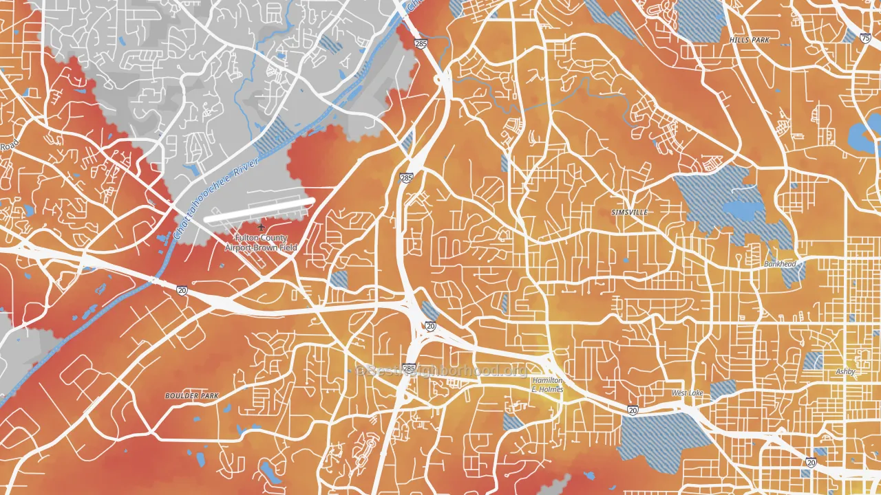 Transit Grade map of Center Hill, Atlanta, GA