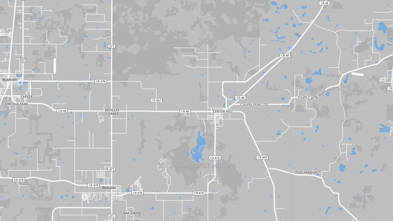 Transit Grade map of Center Hill, FL