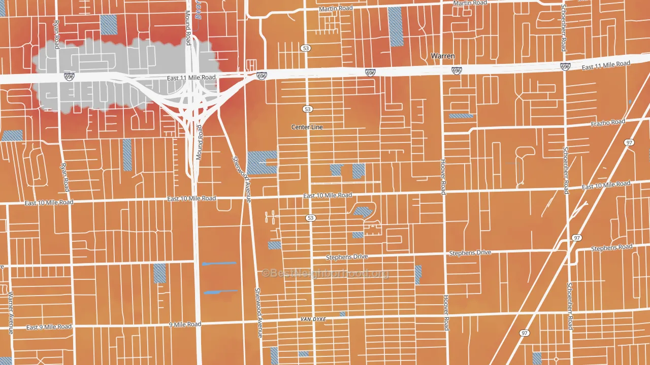 Transit Grade map of Center Line, MI